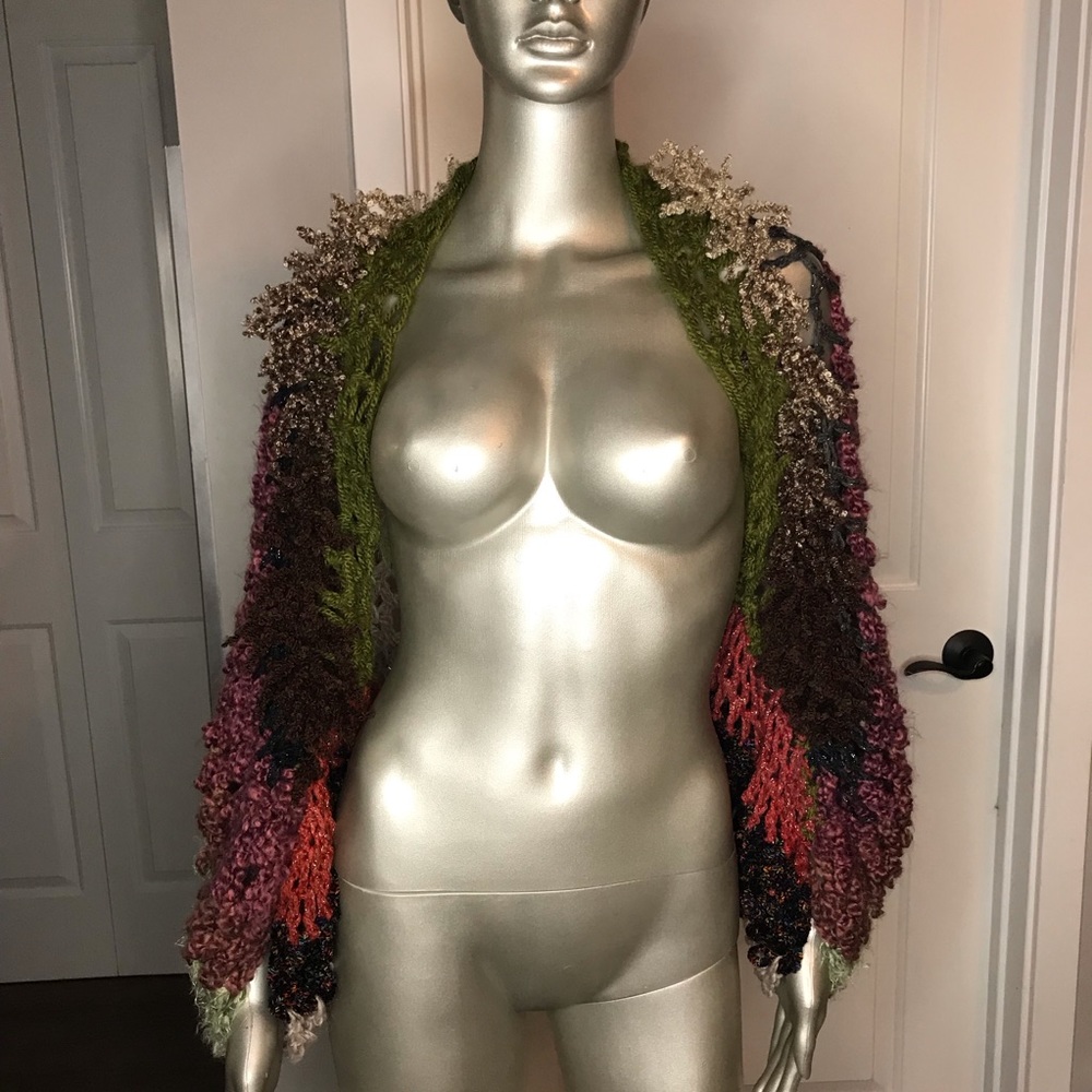 HANDMADE crochet shaggy bolero sweater shawl